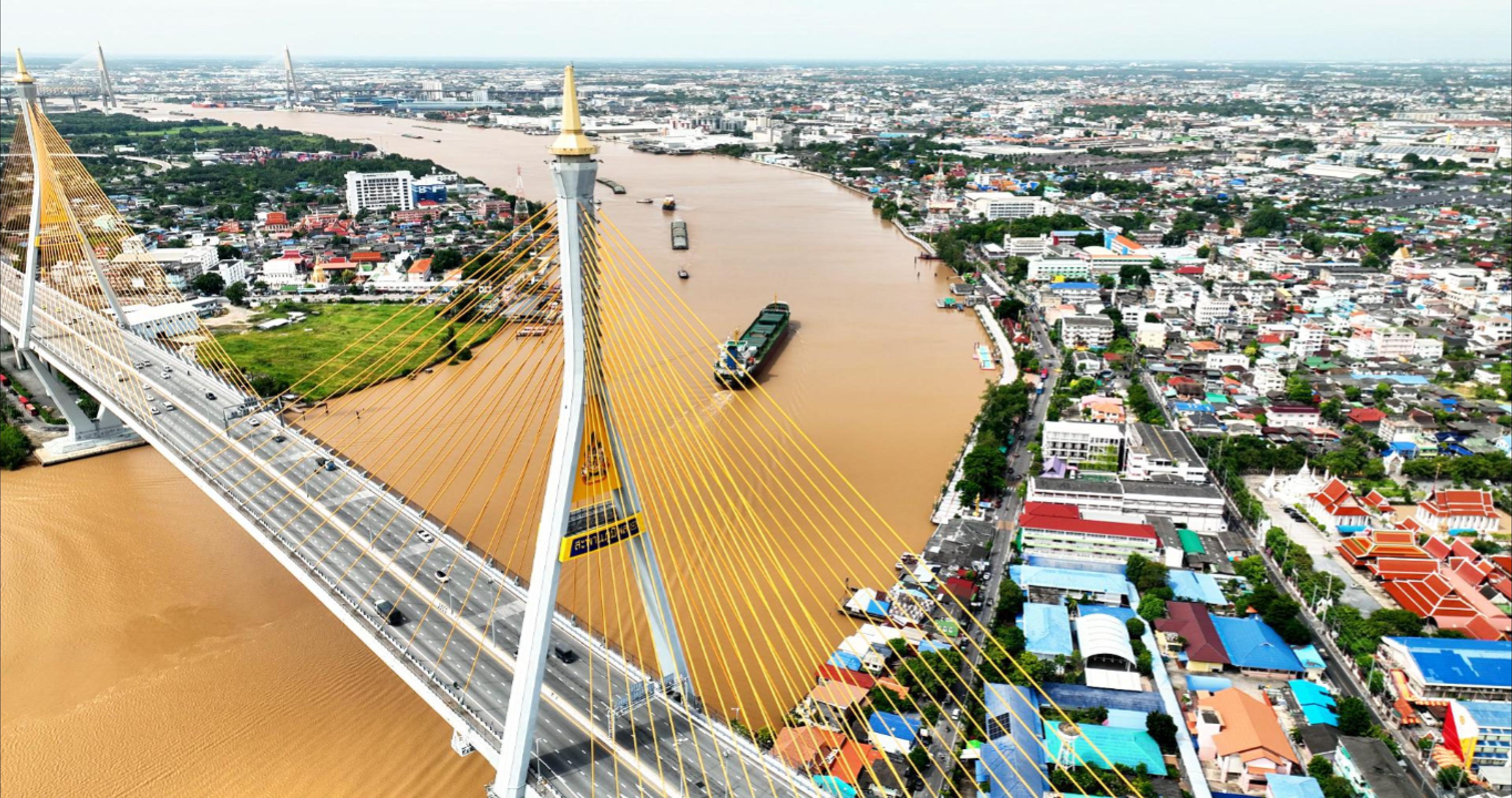 รับถ่ายโดรน มุมสูง 4K สะพานภูมิพล กรุงเทพ